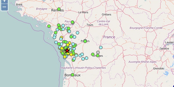 Un tremblement de terre de magnitude 5 ressenti en Charentes-Maritimes