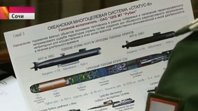 Russia reveals giant nuclear torpedo in state TV `leak`