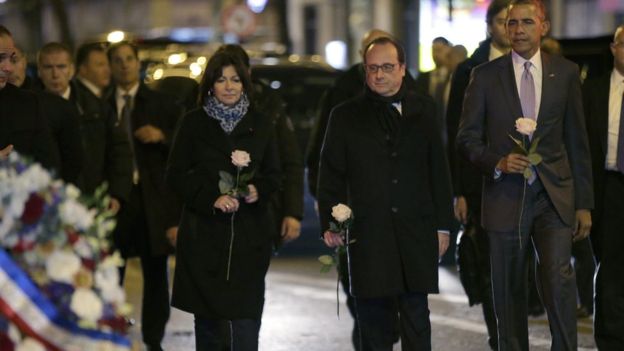 Paris attacks: Obama pays respects at Bataclan theatre