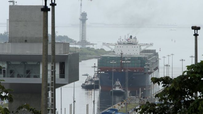 First voyage through expanded Panama canal