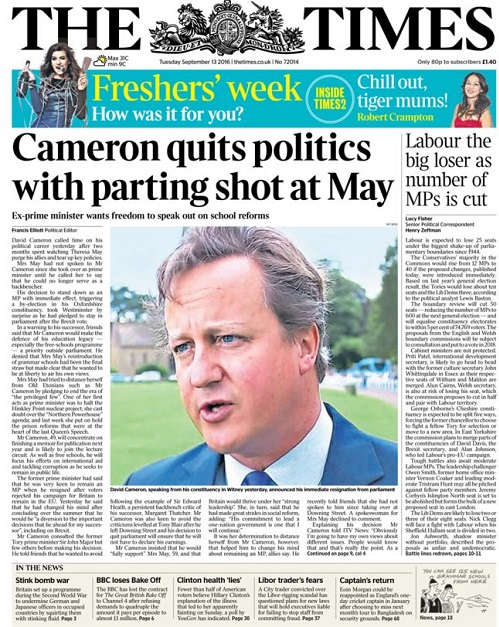 L`ancien Premier ministre britannique David Cameron quitte la politique - iNFO sensationnelle