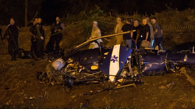 Brazil: Four dead after police helicopter `shot down by gang`