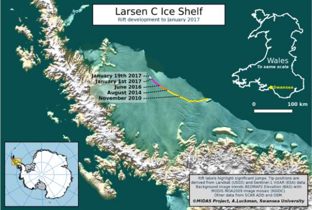 Larsen ice crack continues to open up