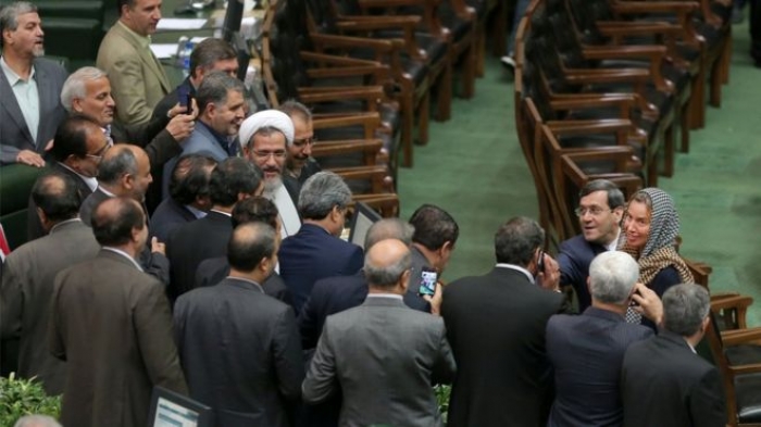 Iran MPs under fire for 'embarrassing' selfies with Mogherini