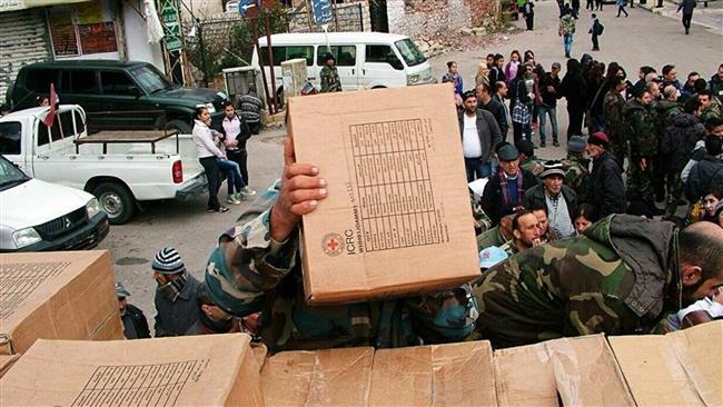 La repris de l`acheminement d`aides humanitaires en Syrie