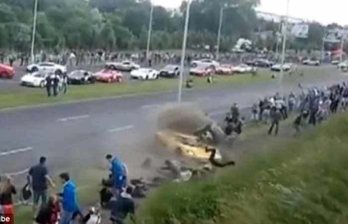 Car plows into crowd of people in Mexico, injuring 10 people