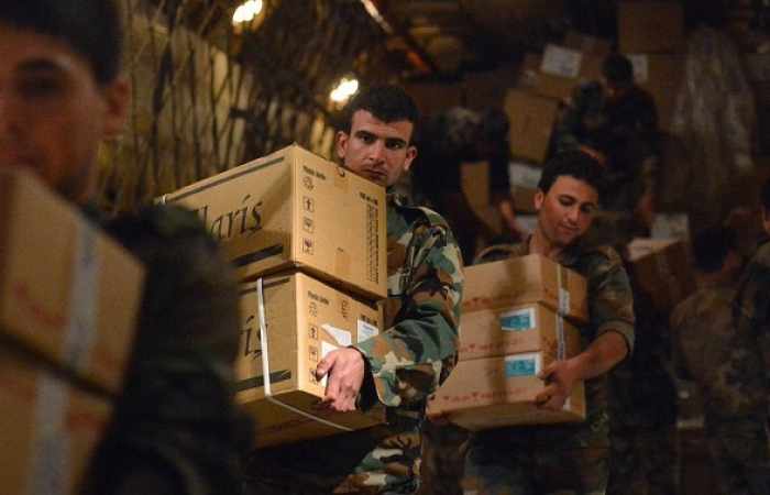 Sirios reciben más de 30 toneladas de ayuda humanitaria en un día