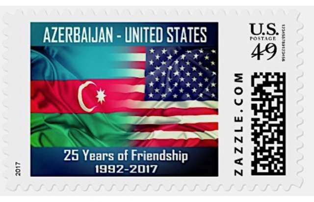 Postage stamp dedicated to 25th anniversary of Azerbaijan-US relations issued in LA