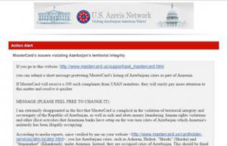 Azerbaijani Diaspora in US launches campaign against MasterCard