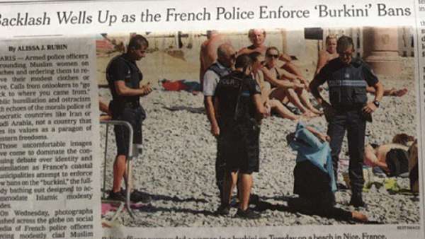 Burkini: le New York Times dénonce "l`humiliation publique"