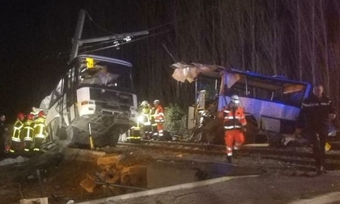 Children killed as train and school bus collide in southern France