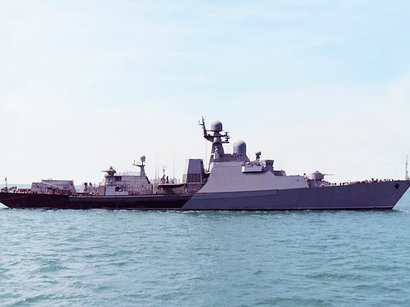 Russia`s Caspian Flotilla warships enter Baku port