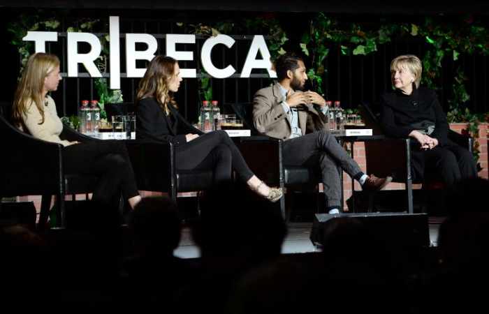 Hillary Clinton makes surprise appearance at New York film panel