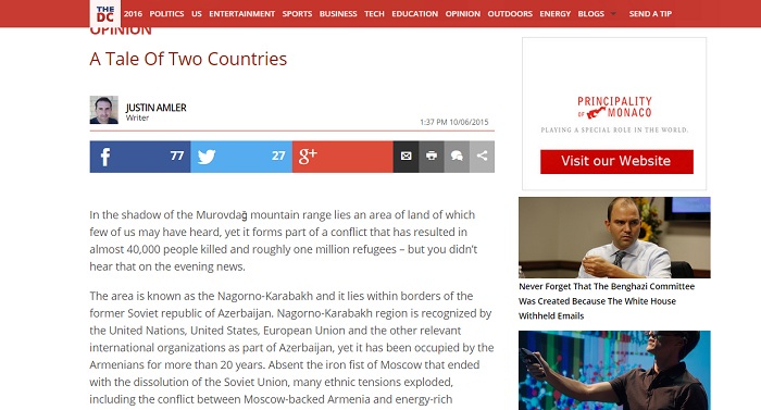 The Daily Caller posts article on Armenia-Azerbaijan conflict