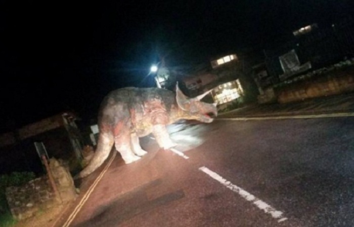 Ivres, ils abandonnent un tricératops au milieu de la route