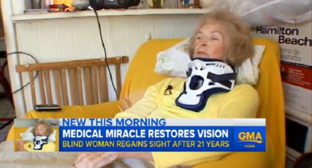 Blind woman regains her sight after falling over