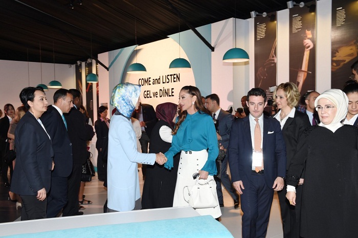 La première dame d’Azerbaïdjan a visité une exposition à la zone culturelle «G20»-«Yurd»