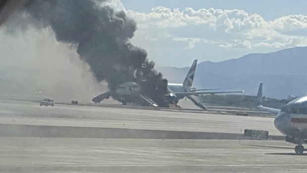 British Airways plane catches fire in Las Vegas before taking off