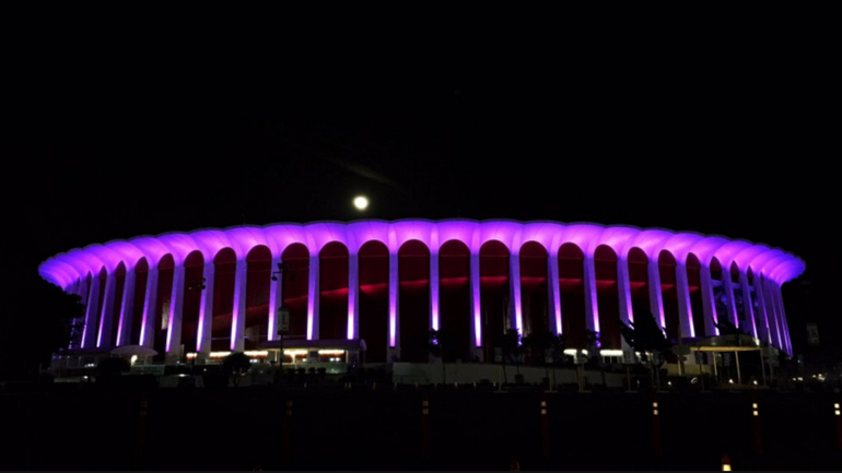 Buildings in US are lit up in purple in honor of Prince
