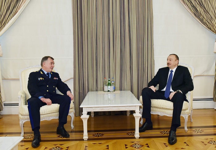 Treffen von Aserbaidschans Präsident Ilham Aliyev mit Leiter der Grenzbehörde Russlands