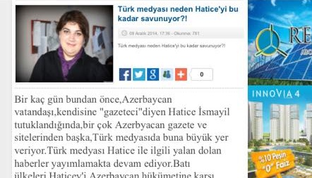 `Hatice, Batının Azerbaycandakı maşası` - Türkiyə saytlarına etiraz 