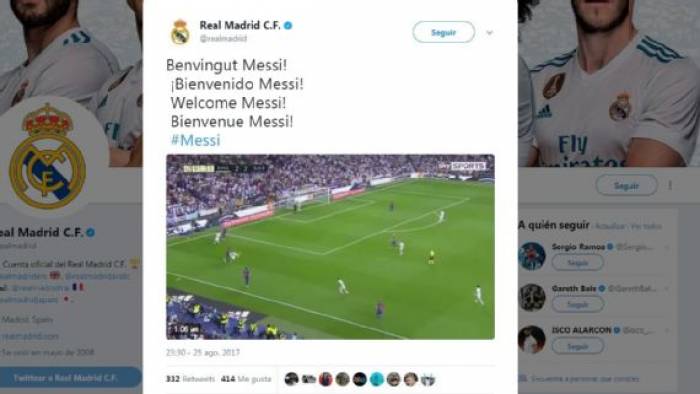 Real Madrid anuncia fichaje de Messi, víctima de hackers