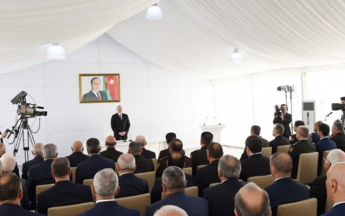 Ilham Aliyev attends opening of plant for production of components for revolver-type grenade launchers 