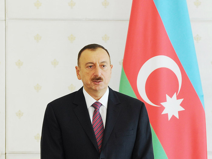 President Ilham Aliyev arrives in Kurdamir district