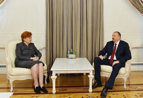 Azerbaijani president receives ex-president of Latvia and director of Bibliotheca Alexandrina