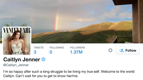 Caitlyn Jenner beats Obama`s Twitter record