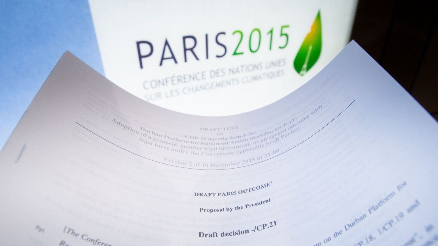 L`accord sur le climat doit entrer en vigueur dans 30 jours
