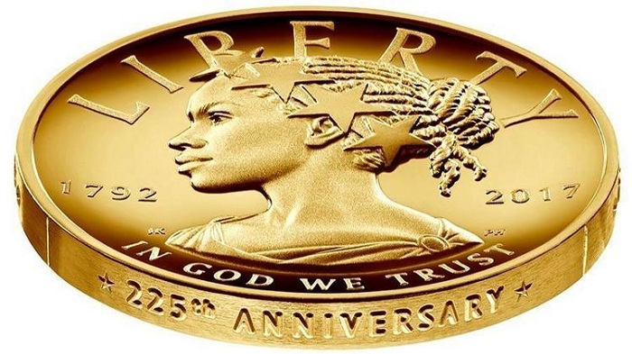 Liberty is depicted as a black woman on new $100 gold coin