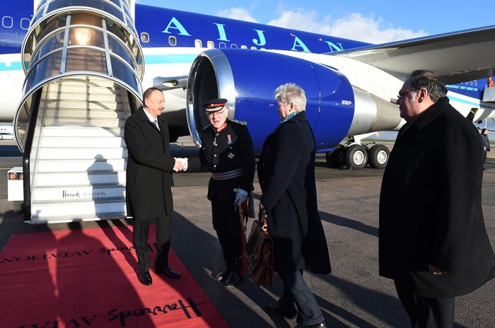 Aserbaidschans Präsident Ilham Aliyev zu Besuch in London eingetroffen