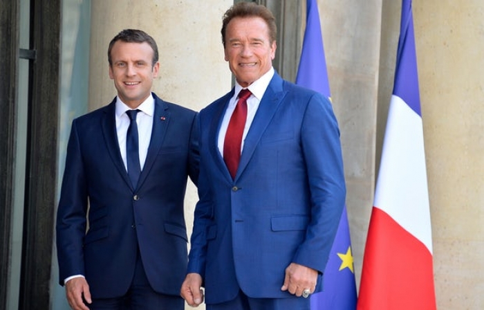 Macron meets Schwarzenegger and vows to stop oil and gas licences