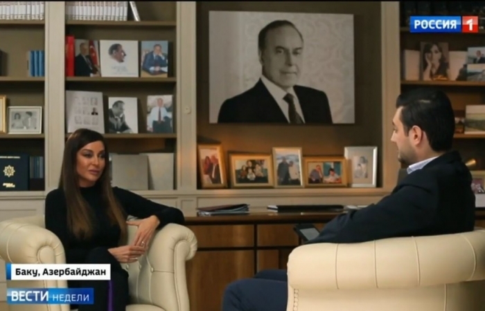 Erste Vizepräsidentin der Republik Aserbaidschan, Mehriban Aliyeva gab Interview dem Fernsehsender “Rossiya 1”