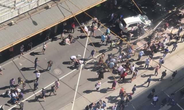 Pedestrians hit by vehicle on Melbourne's Flinders Street, police say