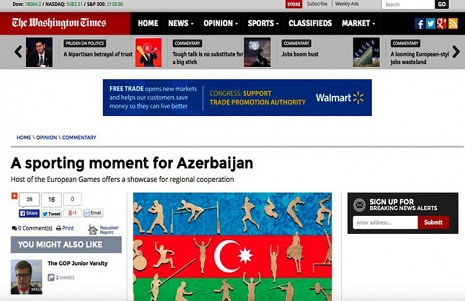 The Washington Times posts Azerbaijani Ambassador