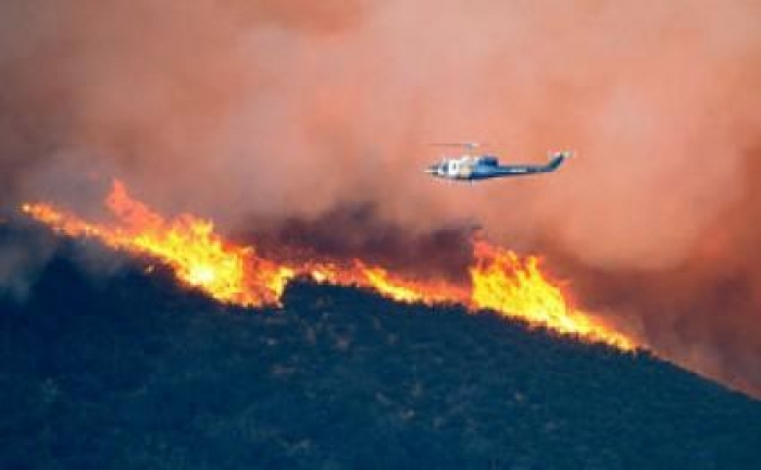 Azerbaijani helicopter extinguishing forest fires in Georgia
