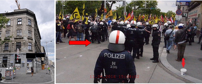 Stein von Hausdach auf Identitären-Demo geworfen