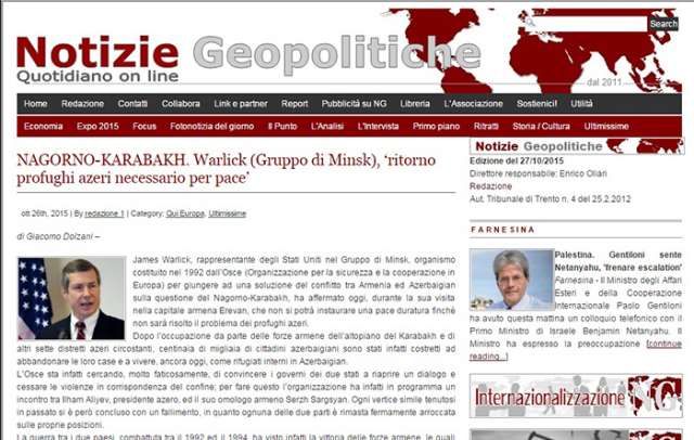 Notizie Geopolitiche writes on Armenia