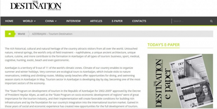 Pakistani newspaper hails tourism opportunities in Azerbaijan
