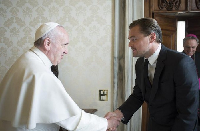 Schauspieler Leonardo DiCaprio trifft den Papst