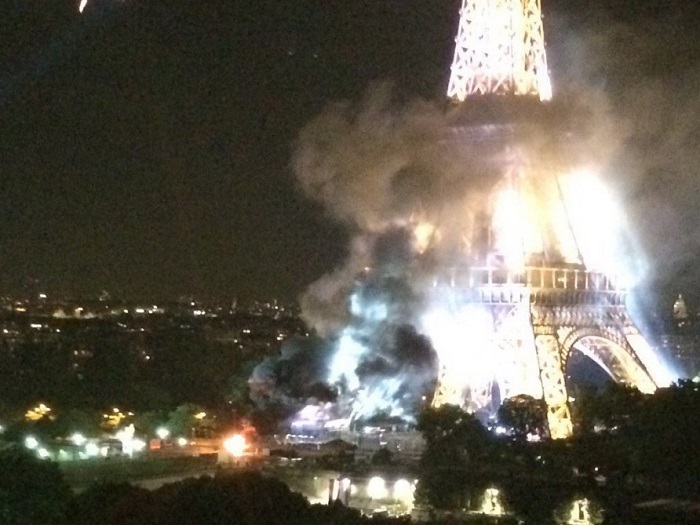 Fire appears to break out near Eiffel Tower in Paris