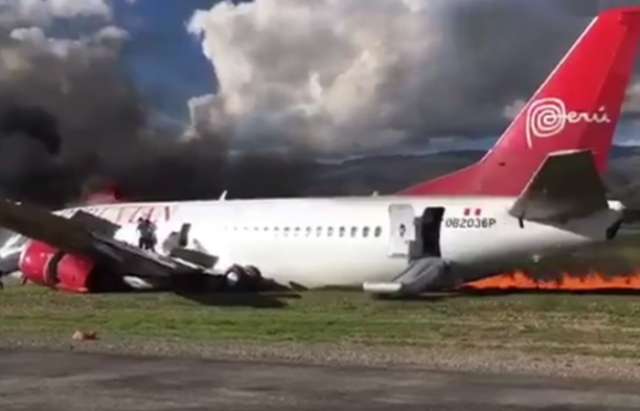 Over 25 passengers injured as plane bursts into flames after landing in Peru - UPDATED, VIDEO