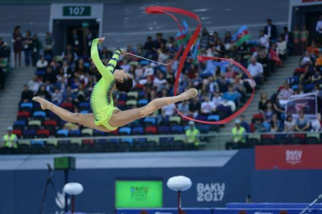 Azerbaijani rhythmic gymnastics team wins gold medal at Baku 2017
