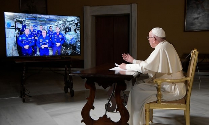 Pope discusses life's biggest questions with International Space Station crew