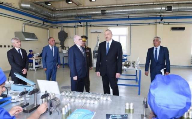 Ilham Aliyev inaugurates plant for production of components for grenade launcher in Shirvan