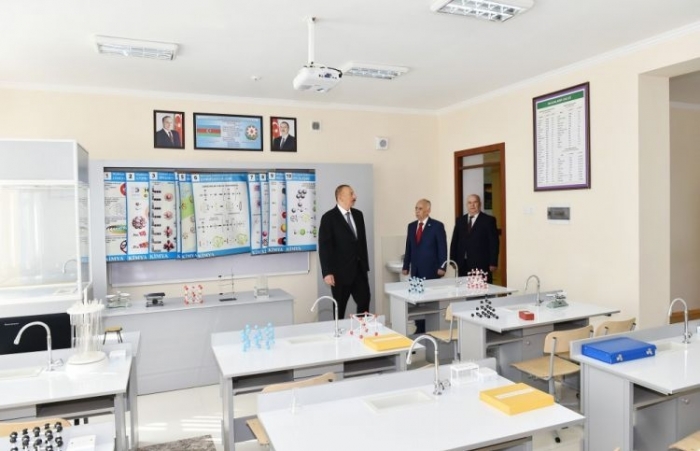 Azerbaijani president attends inauguration of new school building in Baku