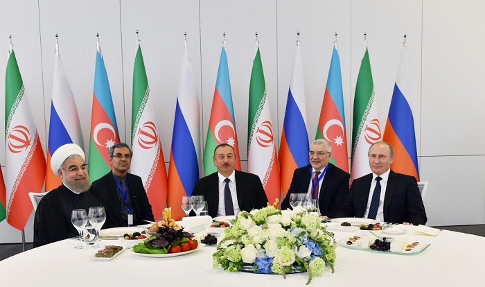 Official reception hosted on behalf of President Aliyev in honor of Iranian, Russian leaders