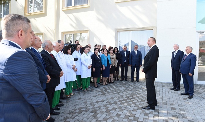 Azerbaijani president reviews Goychay district Central Hospital - PHOTOS